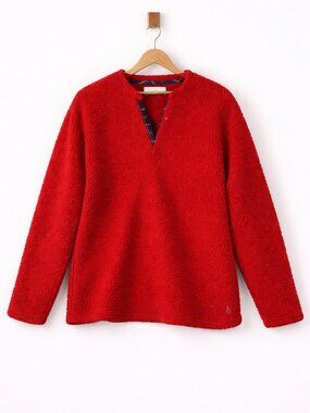 Original Penguin Mens Red Sherpa Fleece Quarter Snap Pullover Sweater Large